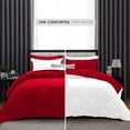 thumbnail image 2 of DNG Creations 3 Piece Solid Reversible Diamond Pattern Comforter 550 GSM All Season 800 TC, 100% Egyptian Cotton - Oversized Queen - Size ( White/Red Colour ), 2 of 7