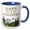 Blue/White, variant on 3drose, Happy Fiftieth Anniversary Forest Scene, 11oz Two-tone Yellow Mug