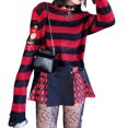 thumbnail image 1 of TheFound Pull en Tricot Creux Motif Rayé Manches Longues Col Rond, 1 of 9
