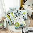 thumbnail image 5 of Set of 4 Throw Pillow Covers Cute Floral Bird Home Sweet Home Abstract Blossom Green Teal Decorative Pillow Cases Home Decor Standard Square 18x18 Inches Pillowcases, 5 of 6