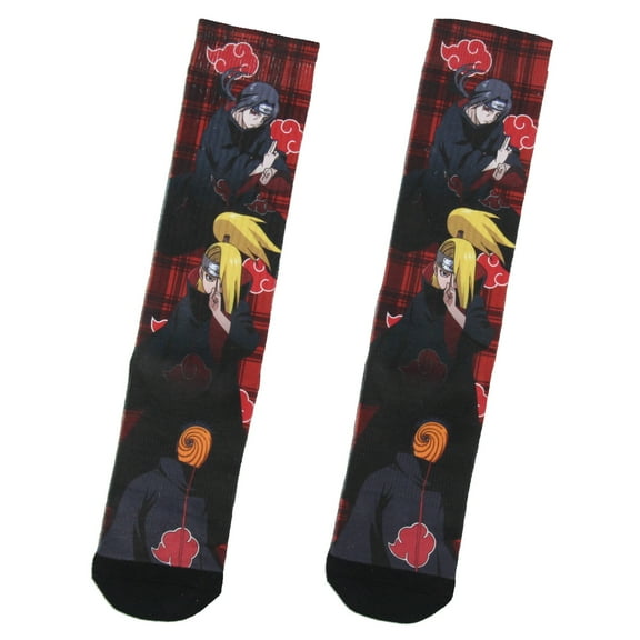 Naruto Shippuden Akatsuki Socks Anime Manga Men's Itachi Tobi Obito Deidara Sublimated Crew Socks