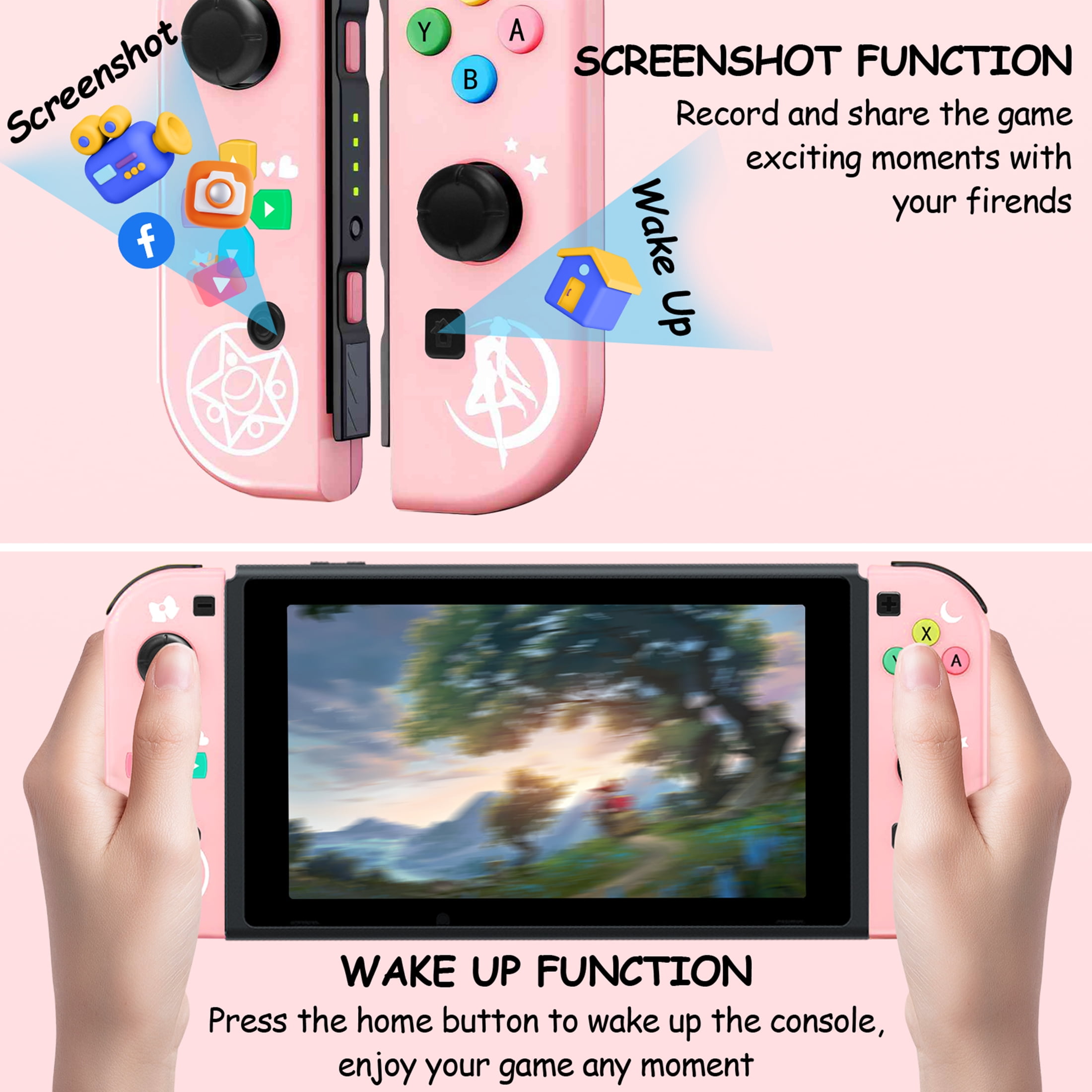 YUOY Nintendo Switch Joy Pad Controller - Pink Sailor Moon