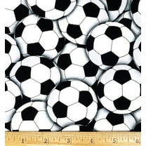1 Fat Quarter - Soccer Balls in Packed in Black & White Cotton Fabric - 21" X 18"