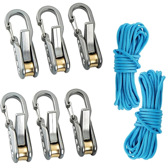 6-Pack Heavy Duty Rope Tensioner for Camping Tents, Paracord Tightener Gear Kit