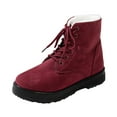 thumbnail image 3 of Winter Snow Boots for Women, Warm Fur Lined Ankle Boots Comfortable Suede Lace Up Booties Cute Flat Shoes (Red,39), 3 of 8