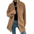 thumbnail image 3 of TWZH Women Solid Color Long Sleeve Fleece Cardigan Top with Pockets, 3 of 7