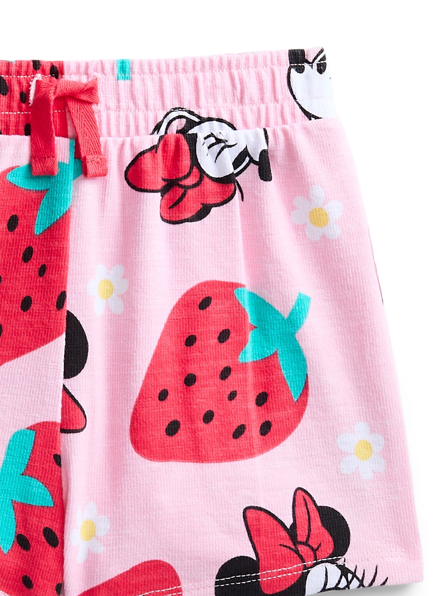 Minnie Mouse Baby Girls' Allover Print Short Sleeve Tee and Matching Shorts Set, 2-Piece, 0/2M-6/9M