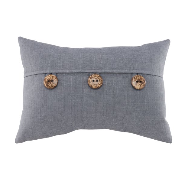 Mainstays Dynasty Oblong 3 Button Decorative Polyester Throw Pillow, 14" x 20", Gray Flannel