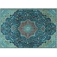 thumbnail image 1 of Ahgly Company Indoor Rectangle Medallion Light Blue Traditional Area Rugs, 5' x 7', 1 of 4