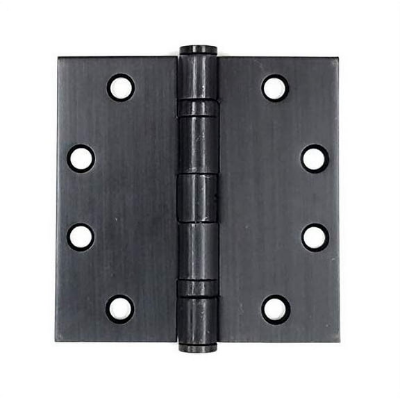 Oil Rubbed Bronze Commercial Door Hinges Ball Bearing - 4 Inch Square - 2 Pack - Non-Removable Pin