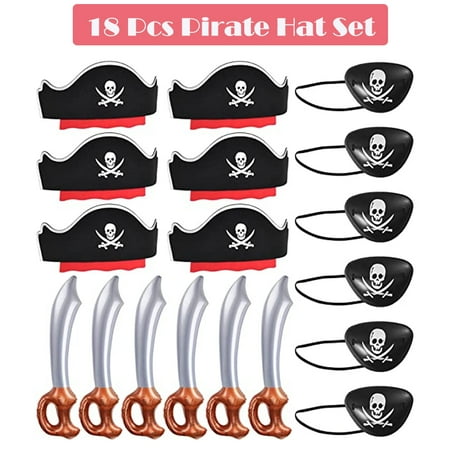 18Pcs Pirate Hat Set Party Favors for Kids, Pirate Theme Birthday Party Decoration Toys for Kids