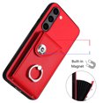 thumbnail image 6 of Wallet Case Compatible for Samsung Galaxy S22 with Card Holder, Rotation Finger Ring Kickstand Card Slots Case, Classic PU Leather Shockproof Magnetic Button Cover for Galaxy S22, Red, 6 of 8