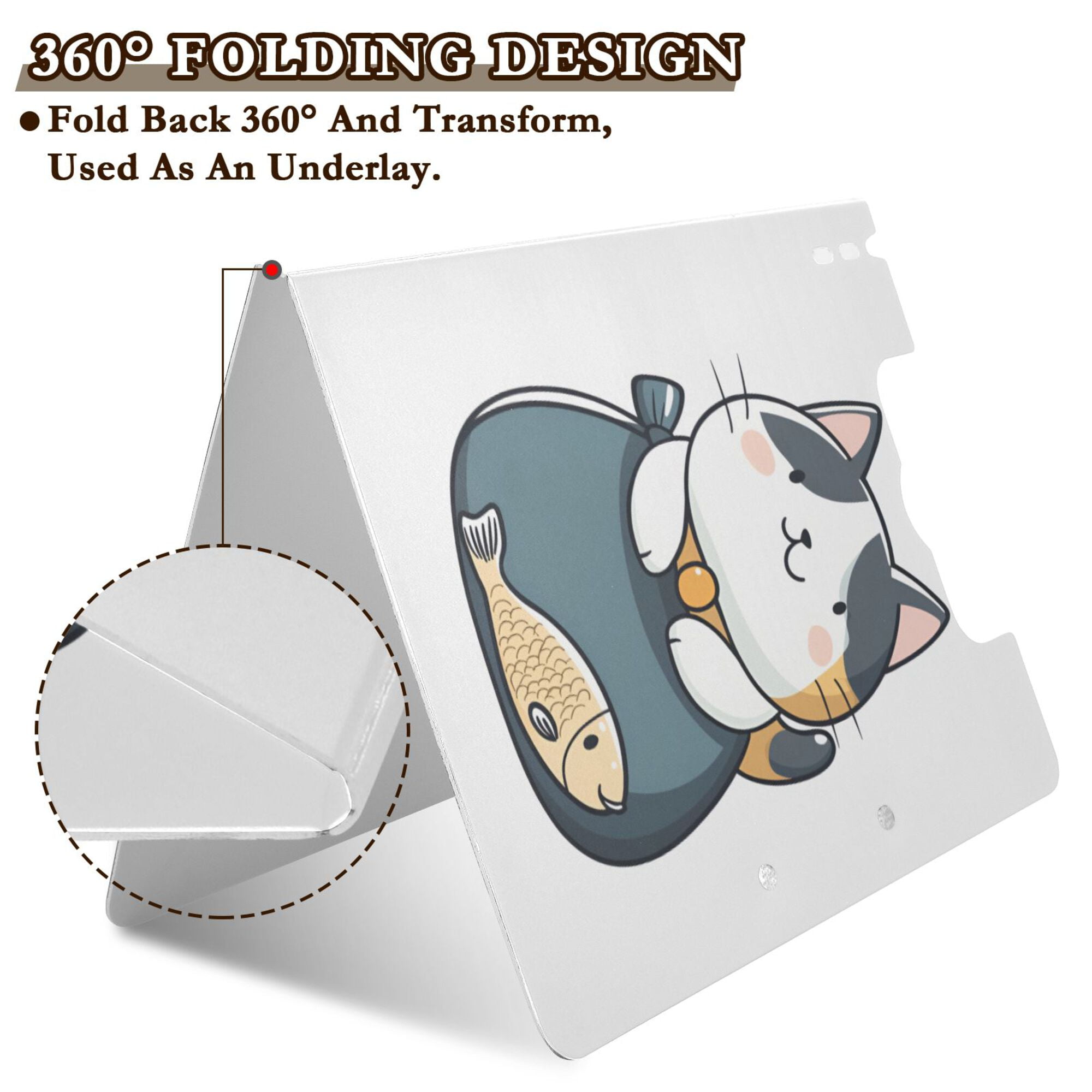 FORMRS A4 Clipboard Folder with Pen Holder Horizontal Foldable School Office Binder, Blue Cute Cat