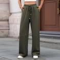 thumbnail image 4 of Pantalones Deportivos Anchos de Cintura Alta para Mujer, Holgados y con Cordón, A para Adolescentes Verde S, 4 of 9
