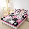 thumbnail image 4 of Manfei Teens Baseball Sports Twin Sheet Sets, Cartoon Stars Print Twin Fitted Sheet, Black Pink Patchwork Flat Sheet, Breathable Home Decor, 3 Pieces, 4 of 7