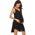 thumbnail image 3 of Defitshape Women's Soft Maternity Nightgown Pajamas Dress Lightweight Nursing Sleeveless Button Down Cami Summer Comfy Sleepwear Black Medium, 3 of 4