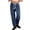 Navy blue, variant on Elastic Middle Waist Women Casual Jeans Drawstring Denim Pants with Front Pocket