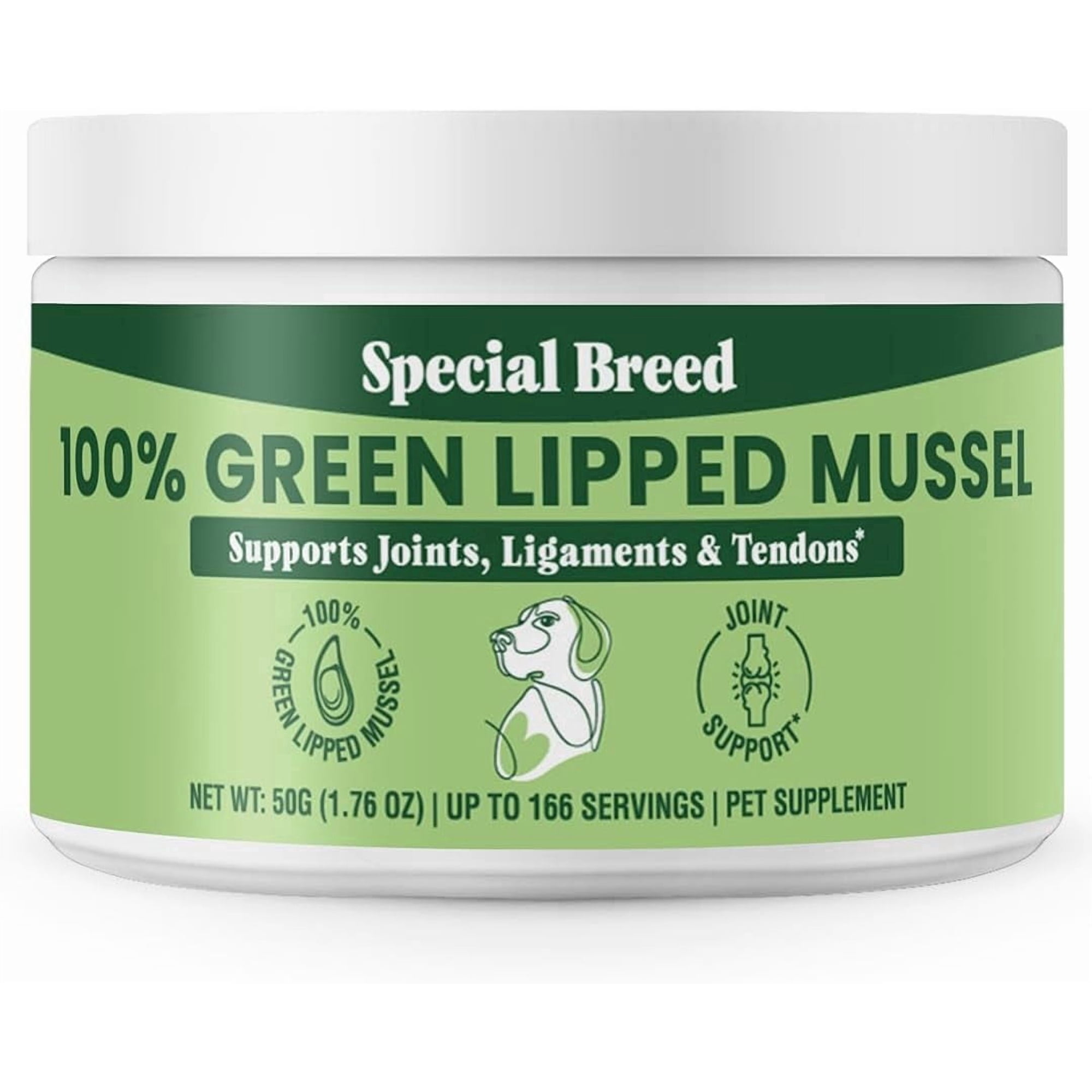 Green Lipped Mussel Powder for Dogs & Cats - 100% New Zealand Green Lipped Mussels - Natural Hip & Joint Supplement for Joints, Tendons, Ligaments, Muscles - 50 Grams - Up to 166 Servings