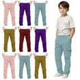 thumbnail image 2 of Boys Nylon Cargo Pants with Multipockets Solid Color Elastic Waist Stretch Comfy Joggers Trousers Unisex Child (12 Years, Pink 01), 2 of 7