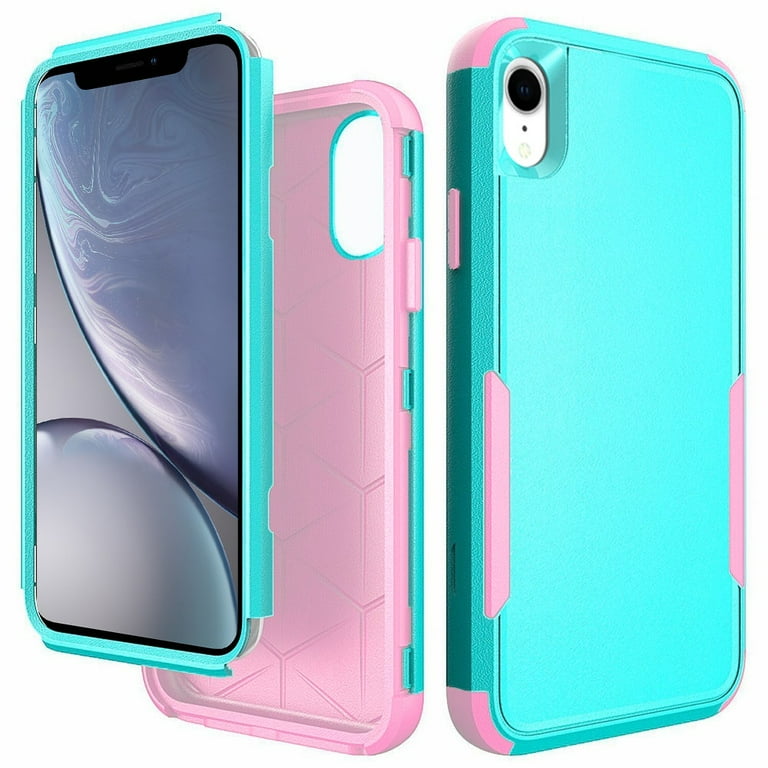For Apple Iphone Xr Tough Anti slip Hybrid Case Cover Tealpink