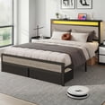 thumbnail image 6 of Bolvdo Queen Size Bed Frame with 2 Drawers, LED & USB Charging, Upholstered Headboard, Noise-Free, No Box Spring Needed, Easy Assembly, Gray, 6 of 7