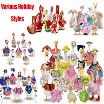 CuiLiyq Christmas Goose Outfit, Yellow Green Santa Claus Costume, Garden Porch Decor for Cement or Plastic Goose