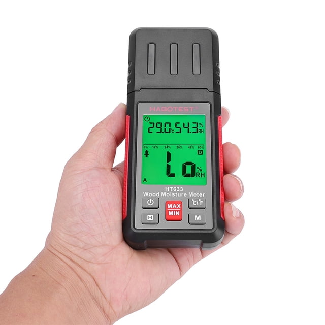 Probador de detector de cemento de mano portátil con pantalla Lcd grande Medidor de humedad de madera Detección de humedad de temperatura ambiental Ndcxsfigh Para estrenar