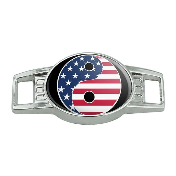 USA Patriotic Yin and Yang American Flag Shoe Shoelace Shoe Lace Tag Runner Gym Charm Decoration