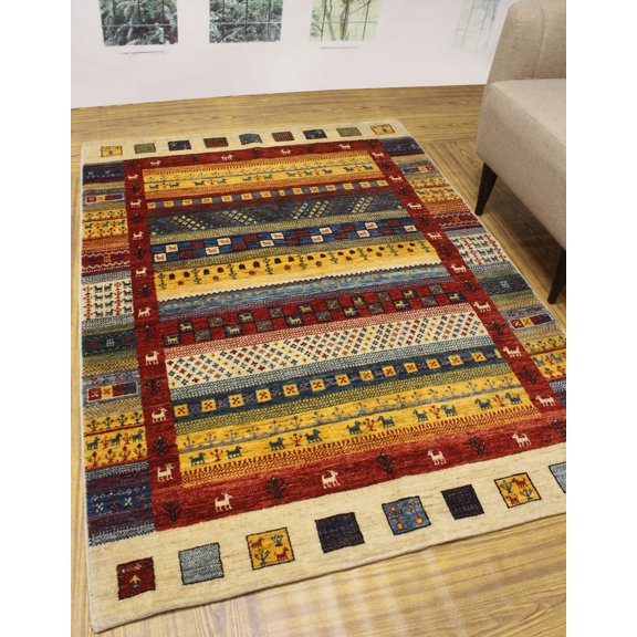 Aria Melike Gold/Ivory Rug, 4'10" x 6'6"