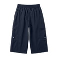 thumbnail image 5 of mens shorts Cargo Capri Pants Multi Pocket Loose Casual Shorts Summer Lightweight Breathable,Blue,L, 5 of 5