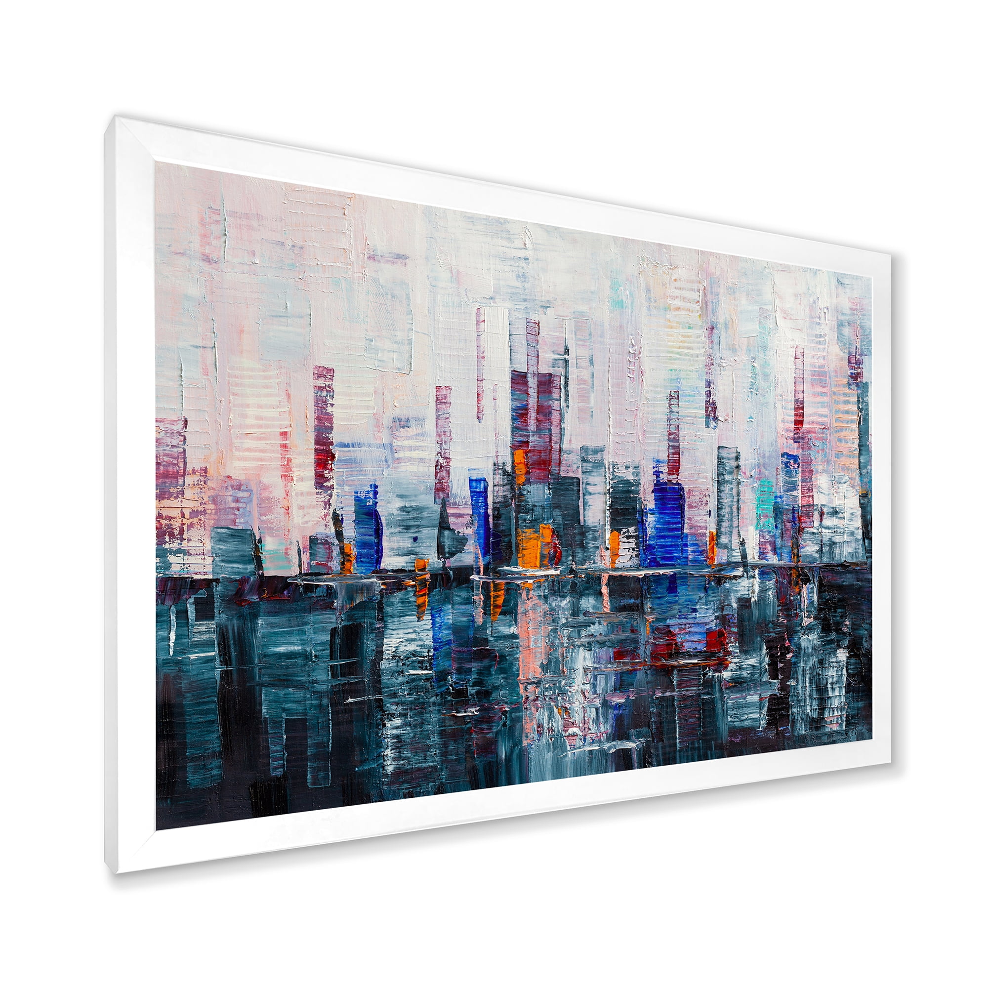 Designart 'Modern Abstract City Skyscrapers' Modern Framed Art Print