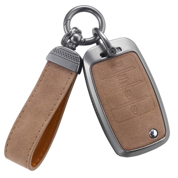 Compatible with Kia Key Fob Cover with Keychain Leather Key Case Protector Fit for Sedona Rio Optima Soul Sportage Sorento Carens Flip Key