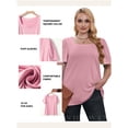 thumbnail image 5 of SHEWIN Women's Plus Size Tops Summer Basic Tee Puff Sleeve T-Shirts Tee Shirts Pink 2X, 5 of 9