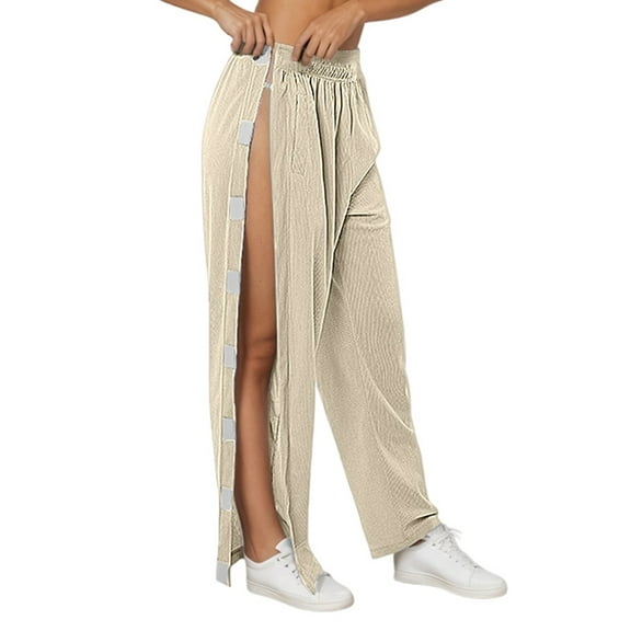 UJNDER Women's Adaptive Casual Pants with Side Pockets Easy On Off Closure Pull On for Limited Mobility and Post Recovery Beige M