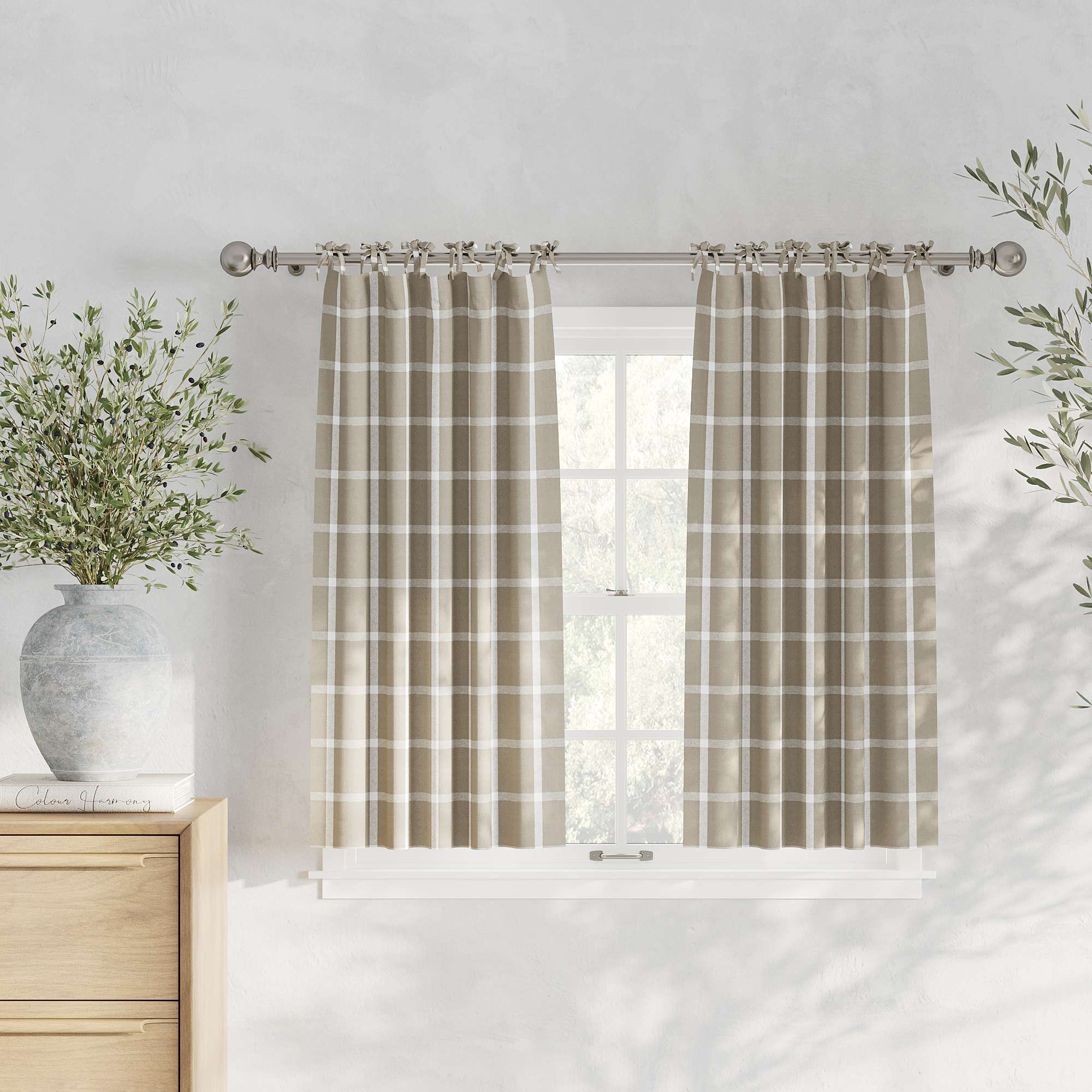 Barnyard Designs Set of 2 SemiSheer TieTop Kitchen Curtains 36 Inch