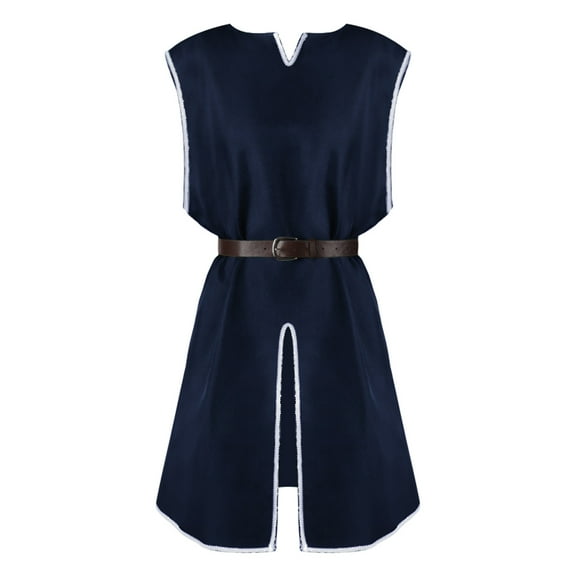 Tunic Shirt for Men Halloween Lace Up Blouse Top Vest Outerwear