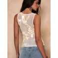 thumbnail image 4 of 3D Floral Applique Sleeveless Top Tank Tops for Women Elegant Summer Going Out Tops Color S, 4 of 8