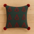 thumbnail image 3 of Fennco Styles Green Christmas Tree Embroidered Throw Pillow Cover – 18" X 18" Soft Boucle Holiday Cushion Cover with Red Pom Poms for Winter Holiday Décor, Sofa, Couch, or Bed, 3 of 6