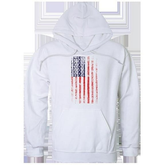 Distressed Flag Graphic Pullover Sweatshirt, White - Large