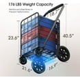 thumbnail image 3 of Shopping Cart for Groceries with 176LBS 91L Large Capacity, Heavy Duty Grocery Cart with Wheels, Folding Utility Shpping Cart on Wheels for Groceries, Laundry, Pantry, Garage, 3 of 9