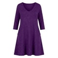 thumbnail image 5 of ClodeEU Women's 3/4 Sleeve Midi Dress,Casual V Neck T Shirt Long Tunic Loose Fit Flowy Dresses Purple,Womens Plus XXL, 5 of 6