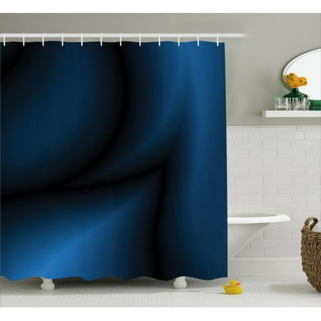 Navy Blue Shower Curtain, Deep in the Majestic Ocean Themed Dark Blue Colored Design with Reflections Image, Fabric Bathroom Set with Hooks, Dark Blue, by Ambesonne