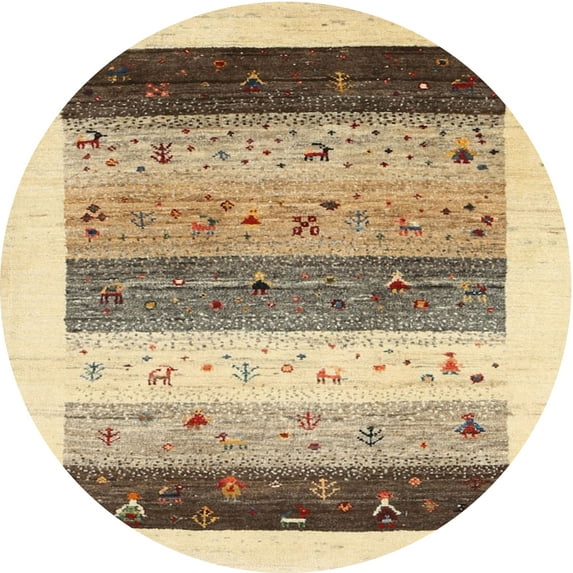 Ahgly Company Indoor Round Contemporary Brown Gold Solid Area Rugs, 6' Round