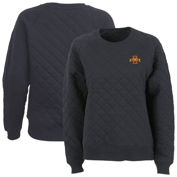 Women's Boxercraft Black Iowa State Cyclones Quilted Pullover Sweatshirt