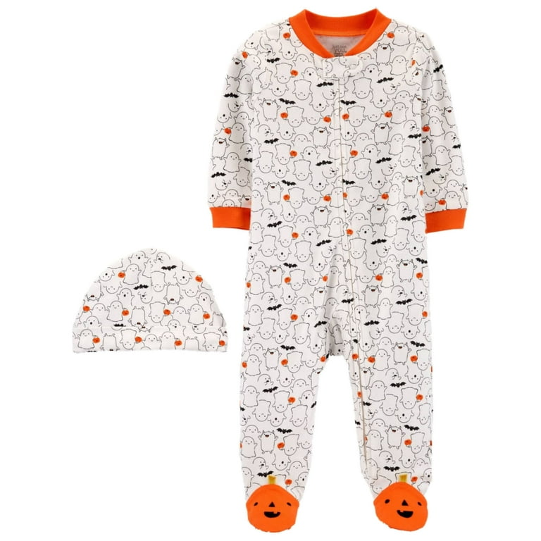 Carters Infant Boys White Ghost Halloween Sleeper Hat Set Sleep