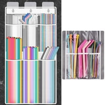 NiHome Large Capacity Transparent Straw Organizer - 6 Pockets, 2 - Tier Design, Fits All Straw Types, Multiple Mounting Options, Durable & Space - Saving（Clear Color）