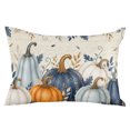 thumbnail image 2 of Blue Pumpkins Fall Toddler Pillow Covers 16x24 Inch, Thanksgiving Eucalyptus Leaves Retro Decorative Pillowcase with Zipper, Microfiber Pillow Protector, Breathable Throw Pillowcases for Sofa Bed, 2 of 9