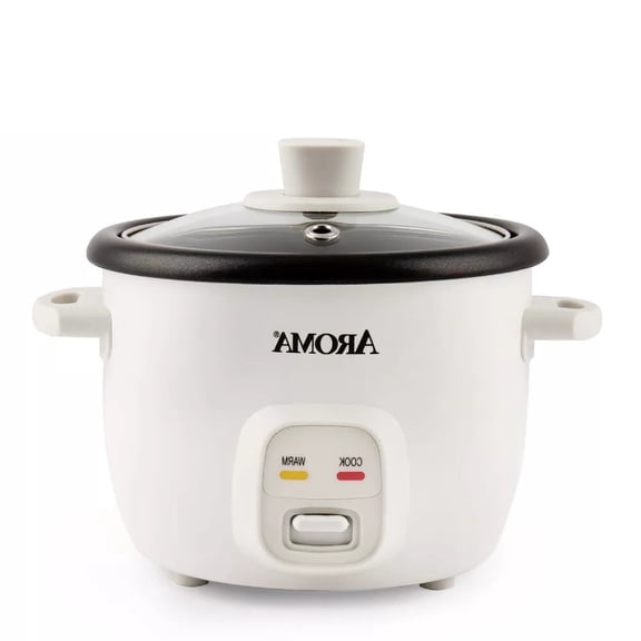 4 Cup Pot Style Rice Cooker White: Nonstick, Stay-Cool Handles, 1 Setting, 250W, Includes Glass Lid & Manual