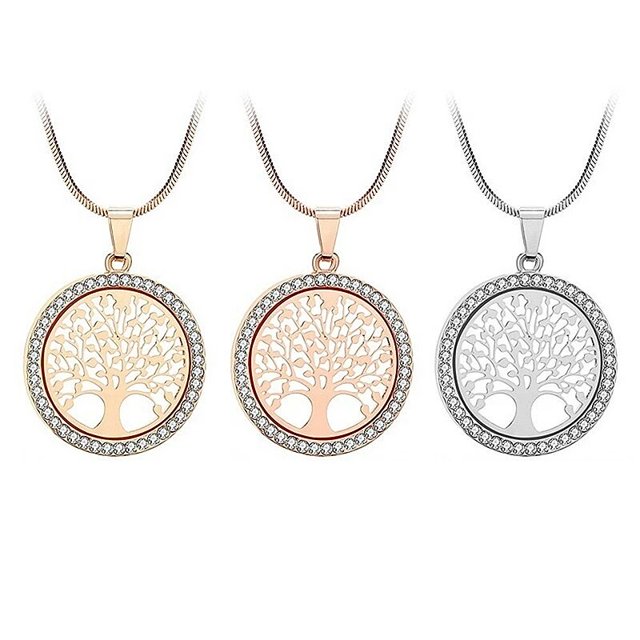 2@# Stainless Steel Tree of Life Necklace for Women Gold Layered Chain Necklace Christmas Gifts 1 Pcs Personality Car OrnamentsC He Qiyong unisex
