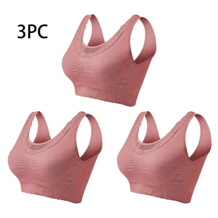 Iyufng Sports Bras for Women Plus Size Push Up Wirefree Bra 3PC Sexy Seamless Steel Ring High Elasticity Enlarged Version Thin Tank Top Large-Sized Bra with Chest Pad Fixed Summer Savings Clearance